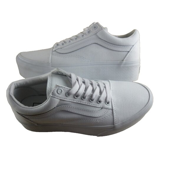 Vans Women's Old Skool Stackform True White Canvas Platform Shoes Size 8.5 NIB - Picture 1 of 7